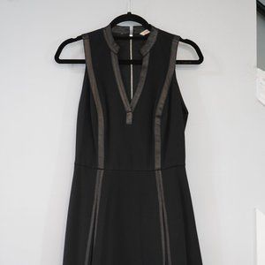 Rebecca Taylor Black Sleeveless Leather Trimmed Dress Size 10
